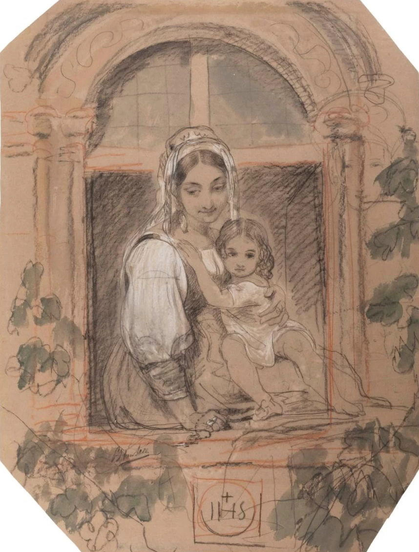 Madre e figlio alla finestra